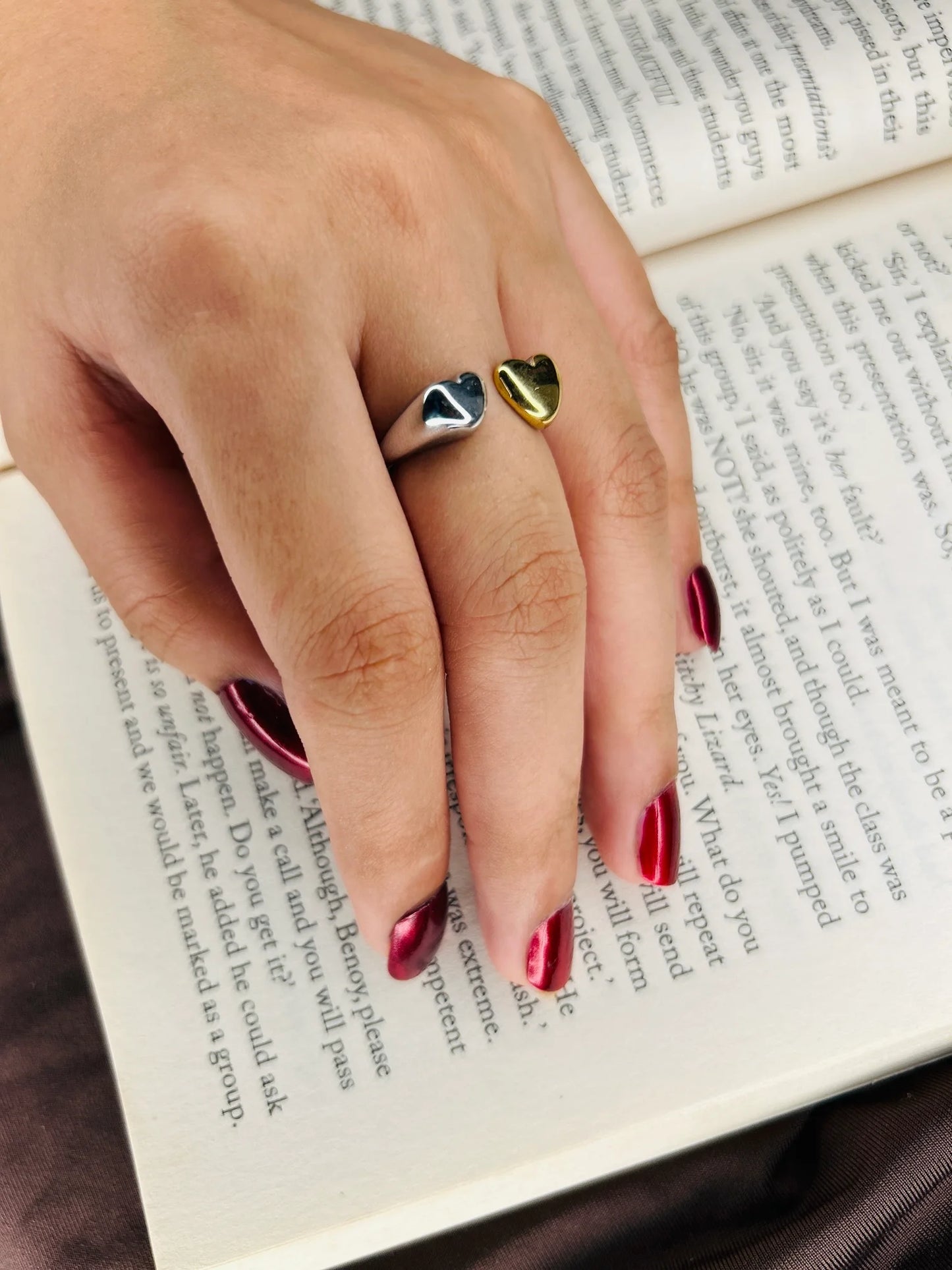 Two Heart Ring Anti-tarnish Gold and silver plated