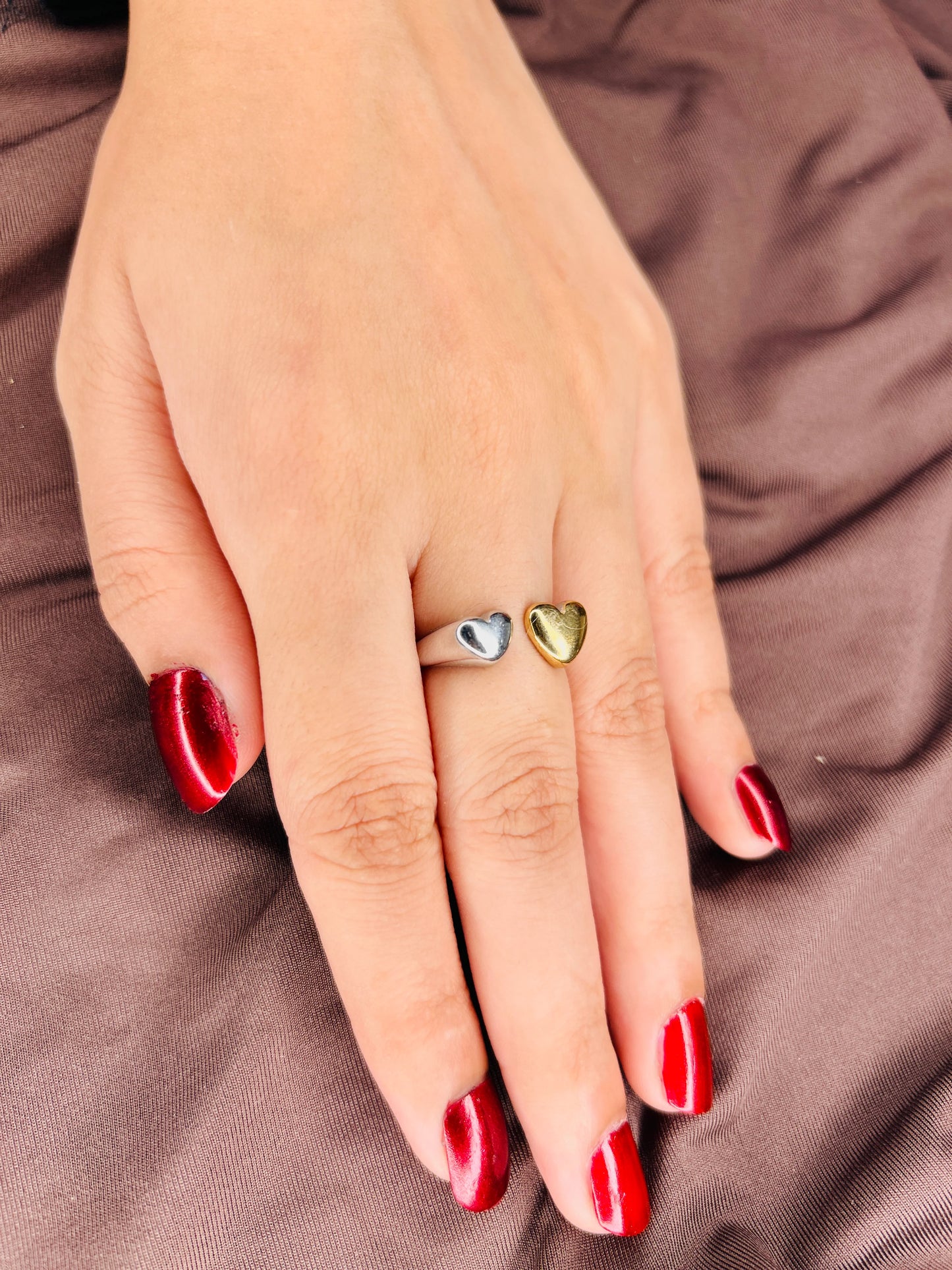 Two Heart Ring Anti-tarnish Gold and silver plated