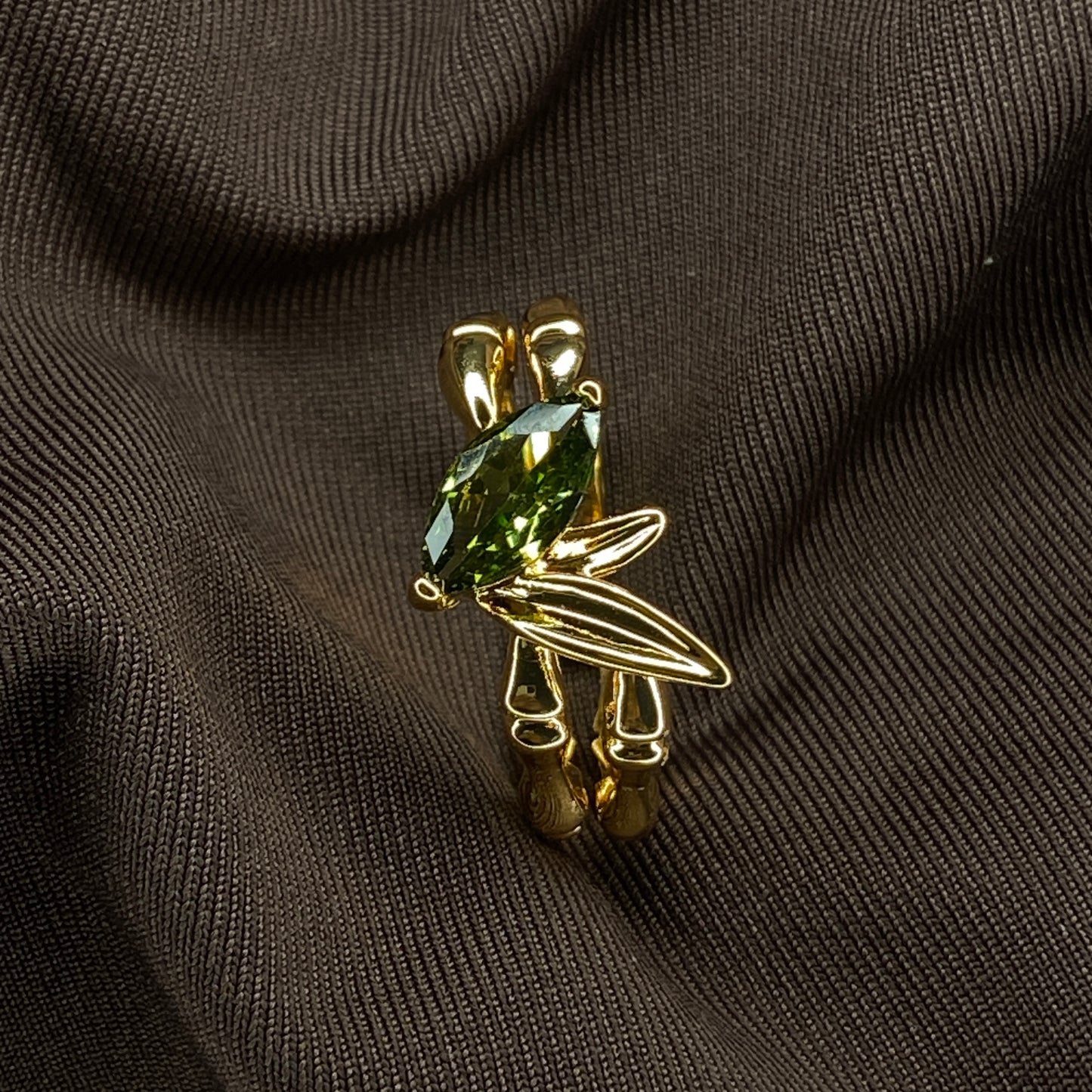 Green emerald ring Anti-tarnish Gold plated