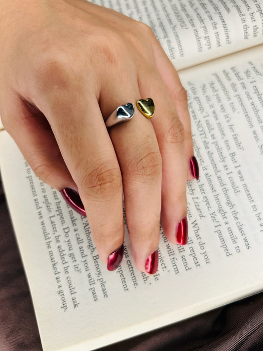 Two Heart Ring Anti-tarnish Gold and silver plated
