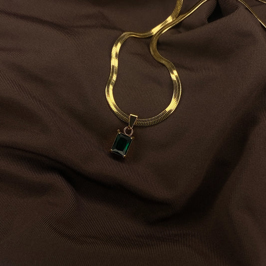 Green Emerald Necklace Anti-Tarnish