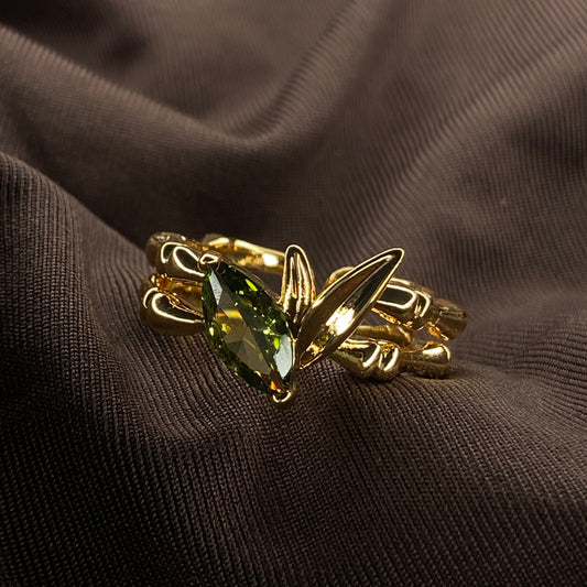 Green emerald ring Anti-tarnish Gold plated